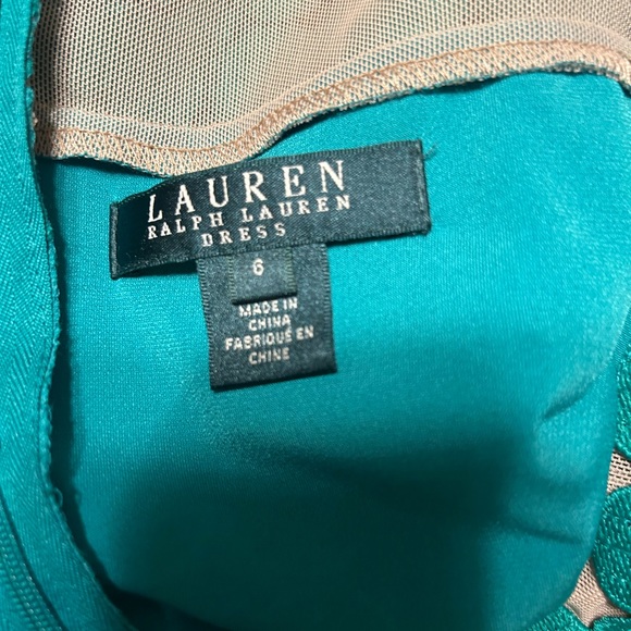 Ralph Lauren emerald green sheath dress laser cut circle overlay size 6 - Picture 6 of 12